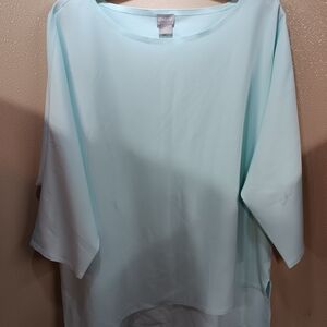 Chico's Light Aqua Scoop Neck Blouse Size 3